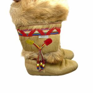 Tecnica Winter Boots Apres Ski Women's Tan Goat Fur Round Toe Size EU 37